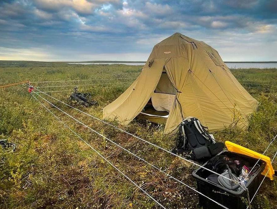 Arctic Oven Nunatak Apex hot tent basecamp in the Maclaren River Valley, Alaska