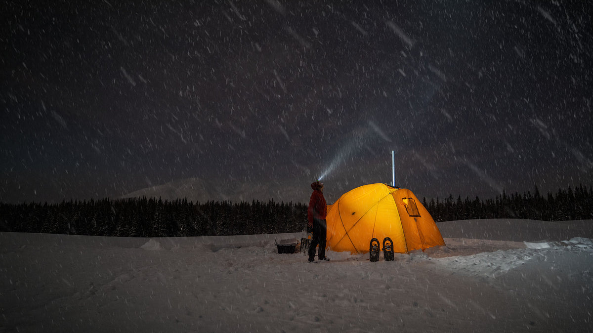 Arctic Oven hot tent set up for winter camping