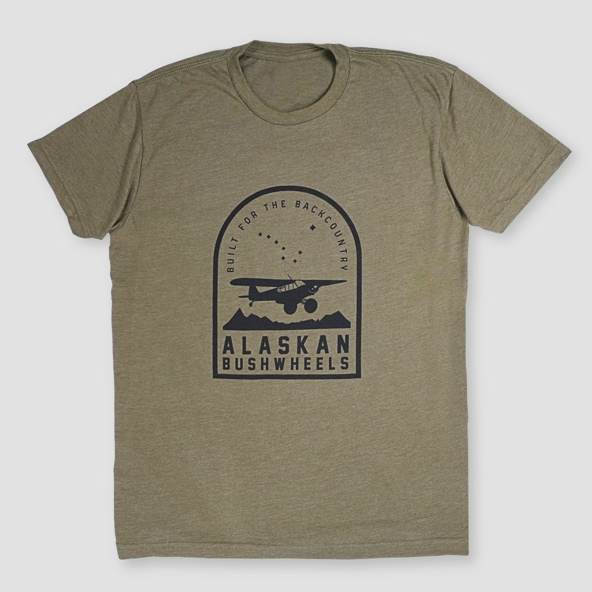 Alaska Gear Company Alaskan Bushwheels Black Spruce T-Shirt - TX-BW-OLIVE-XS