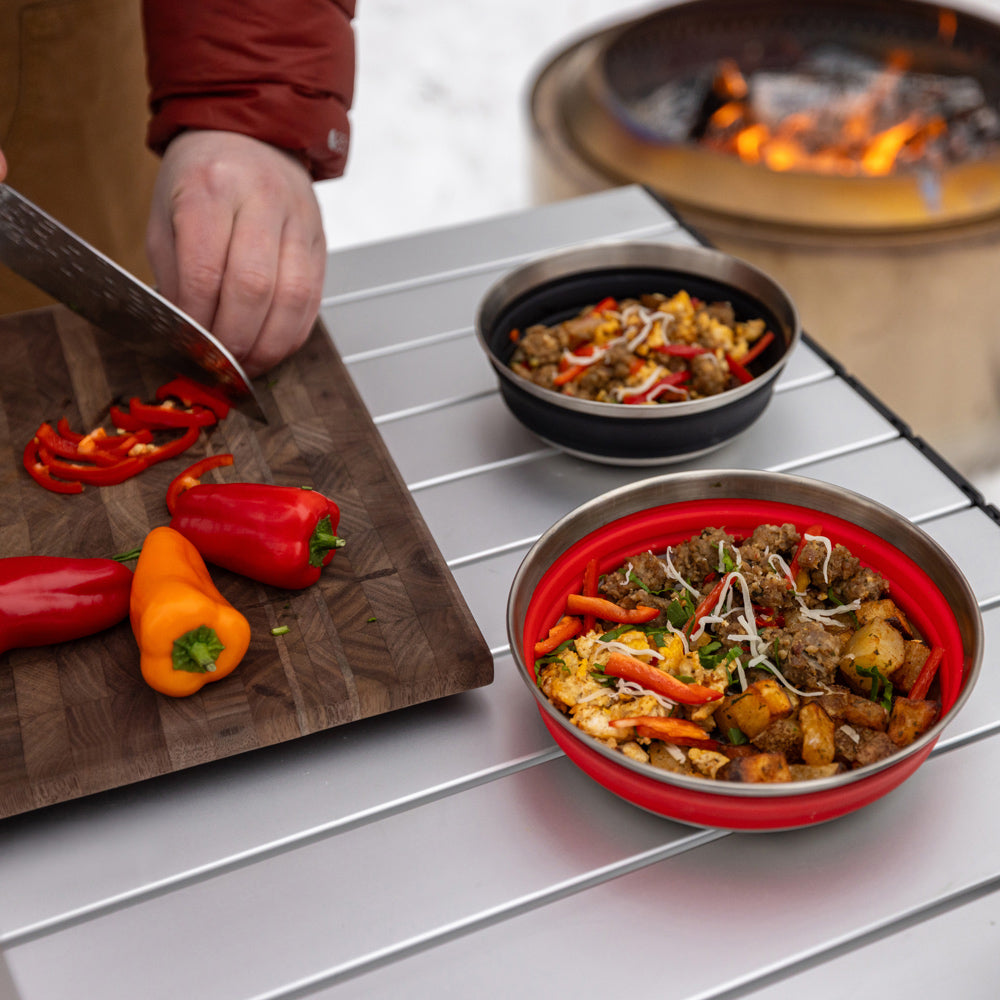 Collapsible Stainless Steel Silicone Bowl Set