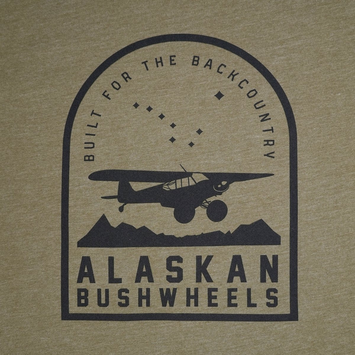 Alaska Gear Company Alaskan Bushwheels Black Spruce T-Shirt - TX-BW-OLIVE-XS